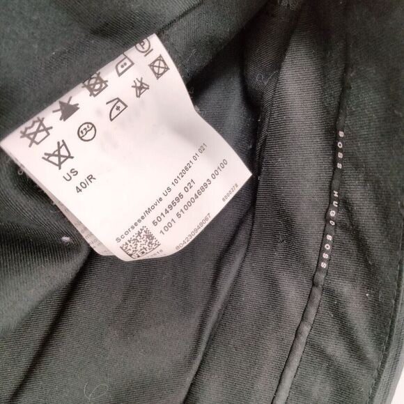 Boss Hugo Boss Dress Pants Mens 40 x 27 Black Striped Pleated Straight Leg - Picture 10 of 11